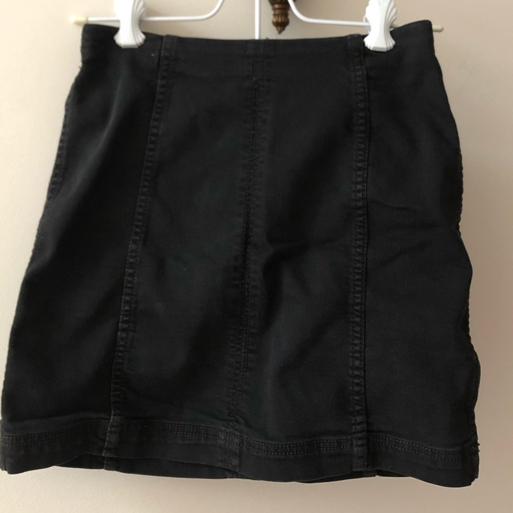 Free People Black Denim Miniskirt